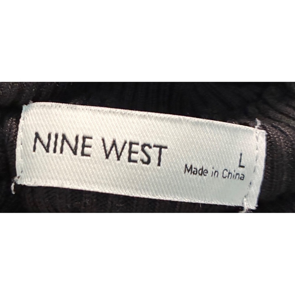 Nine West Womens Black Ribbed Turtleneck Sweater Long Sleeve Size Large L - Picture 4 of 7